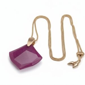 Kendra Scott Aislinn Rose Gold Maroon Jade Pendant Necklace – Adjustable Slider